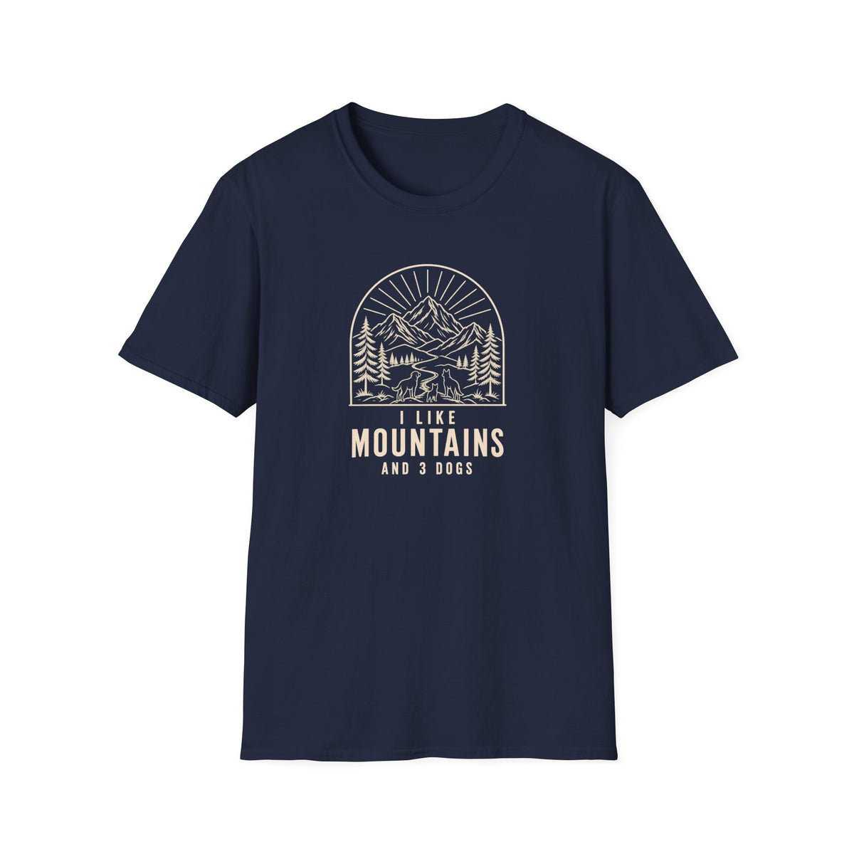 I Loke Mountains and three Dogs T-shirt