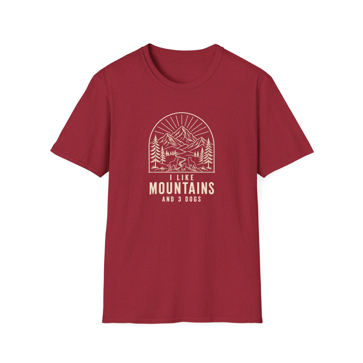 I Loke Mountains and three Dogs T-shirt