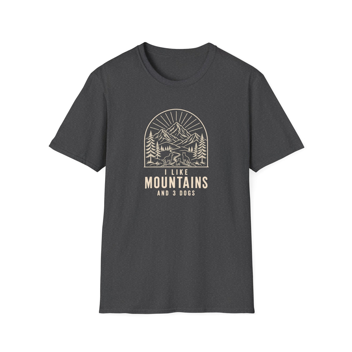I Loke Mountains and three Dogs T-shirt