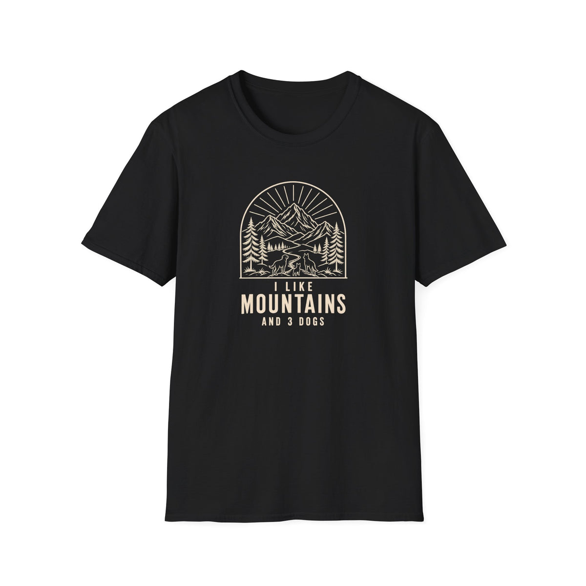 I Loke Mountains and three Dogs T-shirt