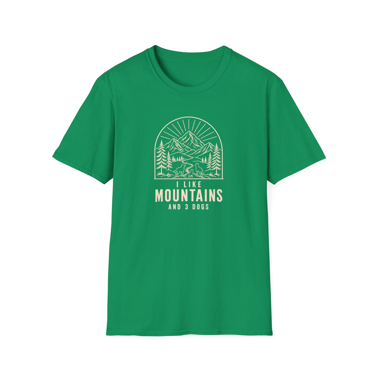 I Loke Mountains and three Dogs T-shirt